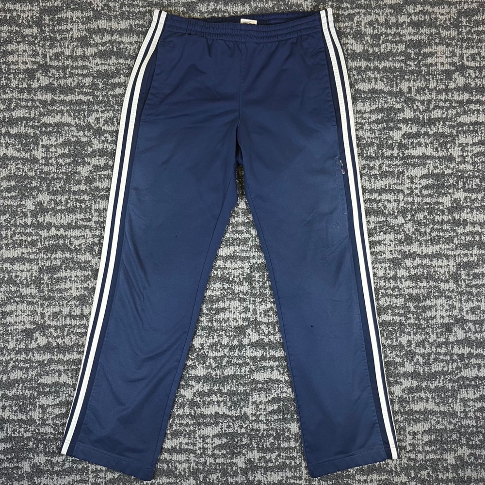 Adidas Navy Blue 3-Stripe Track Pants Mens Medium Joggers Athletic Soccer Gym